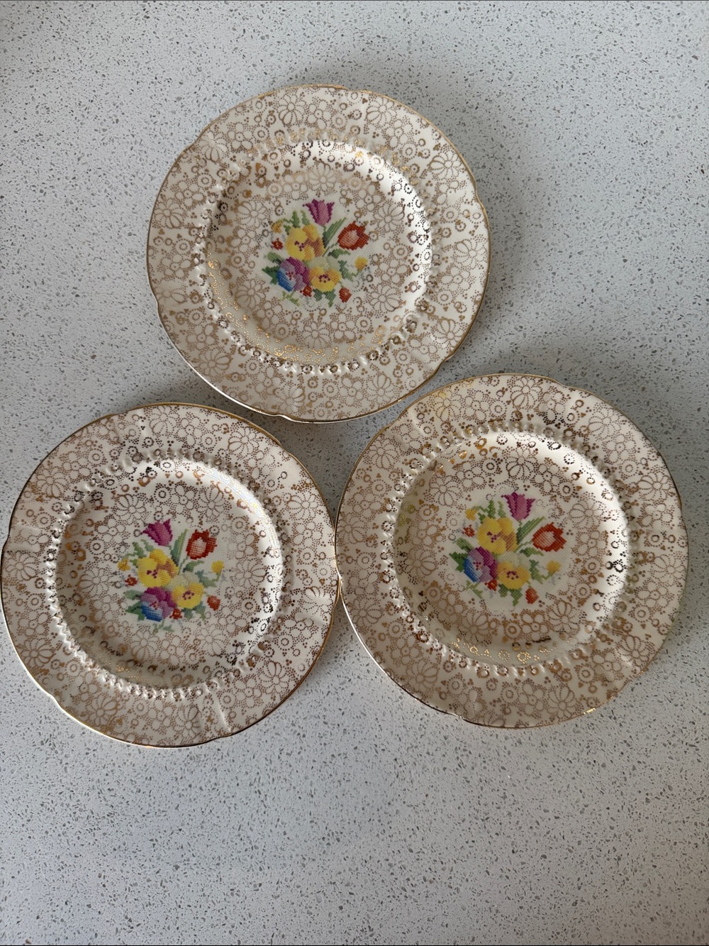 Vintage H&K Tunstall bread and butter plate in the "Old English Sampler"